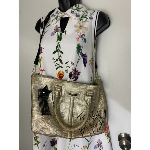 COLE HAAN Tote Bag Gold Customized w Graffiti - Picture 10 of 15